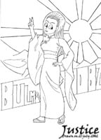 Bulma, wearing some fancy dress