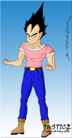 Vegeta, with a bad man T-shirt on!